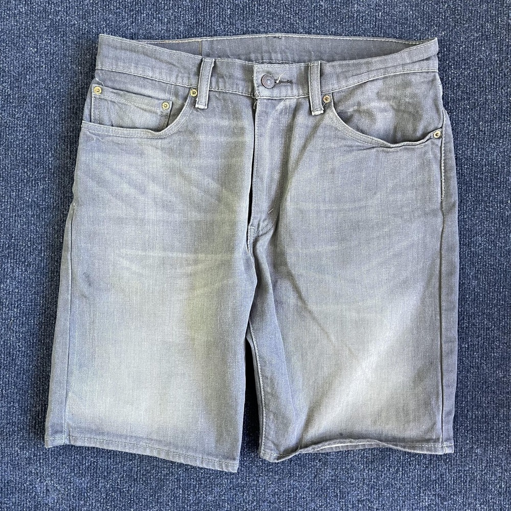 Levis 505 Denim Shorts Mens 34 Gray Medium Wash Bermuda 5 Pocket Casual